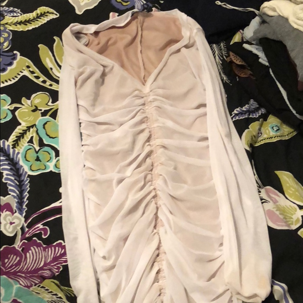 Fashion Nova white ruched club dress